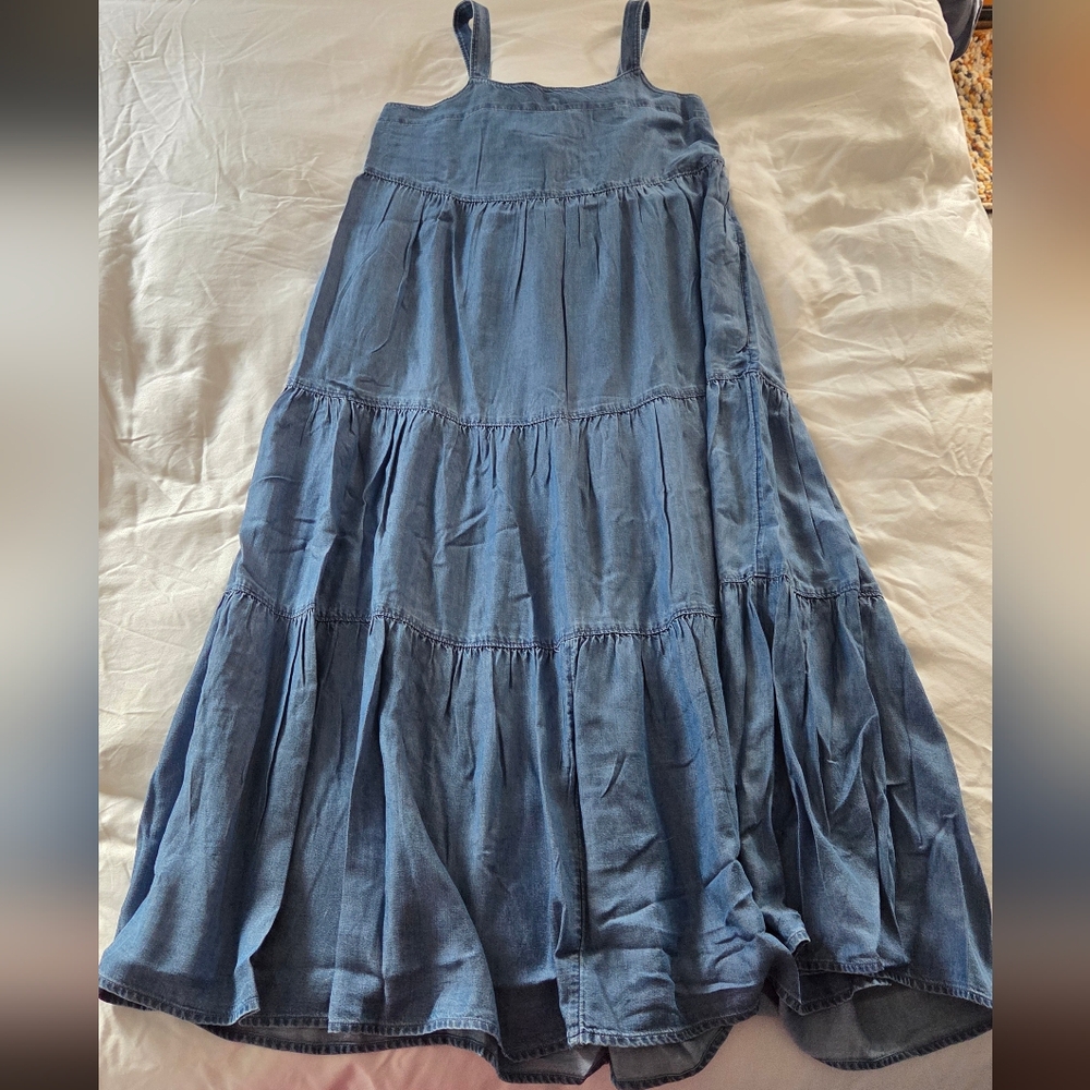 Strappy Back Chambray Maxi Tent Dress - Picture 4 of 5